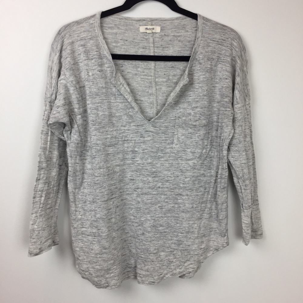 Madewell Linen Heathered Telegraph Tee Gray Medium